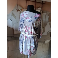Luźna Sukienka KIMONO białe Kwiaty magnolii 2XL/3XL